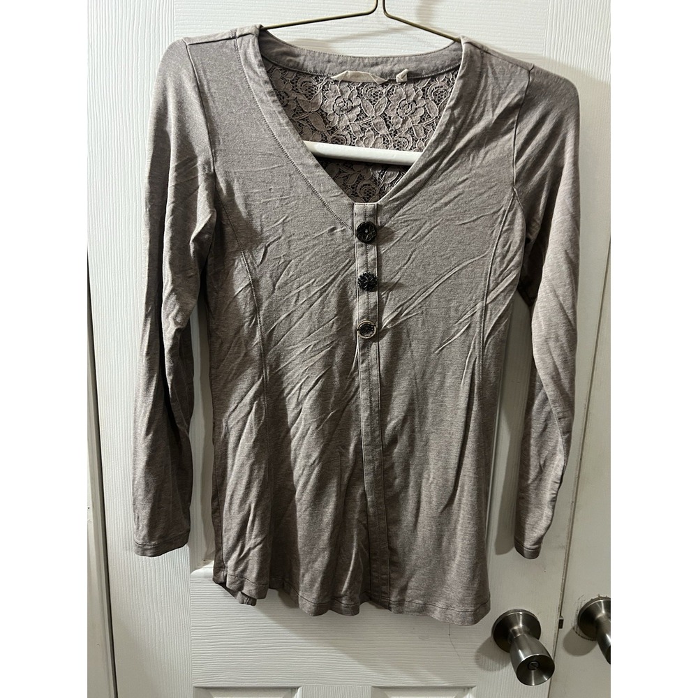 Soft Surroundings Maddalena Long Sleeve Tunic Top Brown‎ PXS